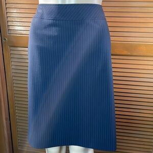 Tahari Skirt 12 Petite Black Pinstripe Knee Length